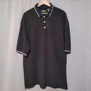 Dockers Men’s Golf Polo Shirt – Size L – Black w/ White Stripe Accents